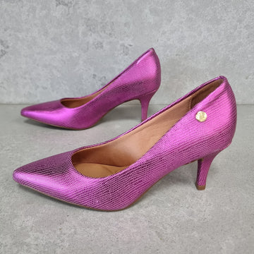Vizzano 1185-1302 Pointy Toe Pump in Bright Pink Metallic Lizard